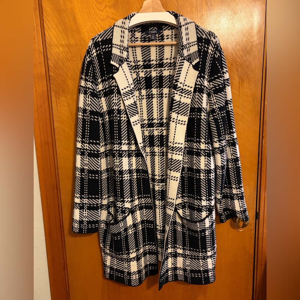 CHAPS Plaid Checked Sweater Coat